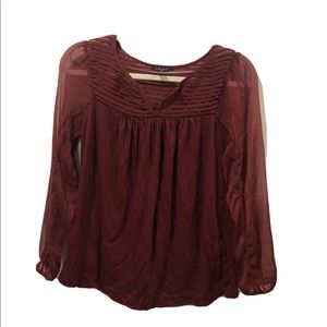 Lucky Brand Long Sleeve Maroon Shirt Size XS